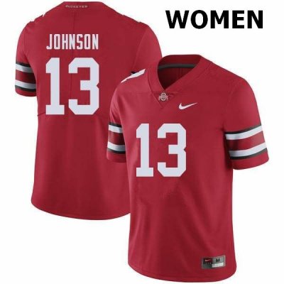 NCAA Ohio State Buckeyes Women's #13 Tyreke Johnson Red Nike Football College Jersey ORJ6045AO